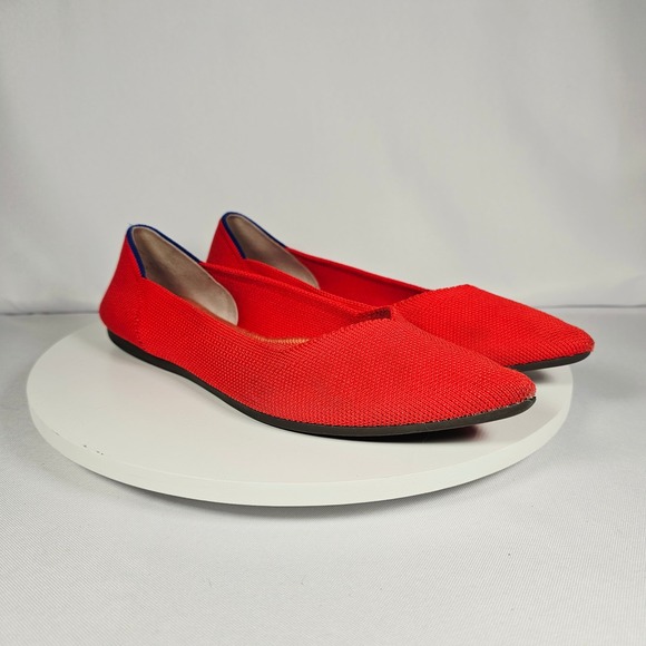 Rothy\'s The‎ Point Orange Red Knit Flats Womens Shoes Size 7.5